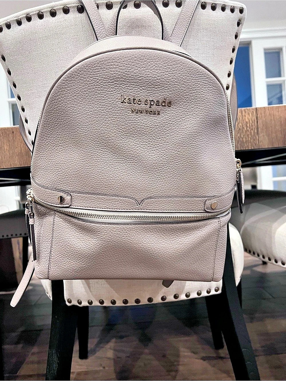 Kate Spade Leila Medium Dome Backpack Pebbled Leather Taupe – Like New